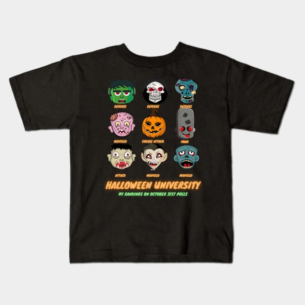 Halloween University  Lacrosse Starting Line-Up T-Shirt Kids T-Shirt by Lacrosse & Motivational T-Shirts 